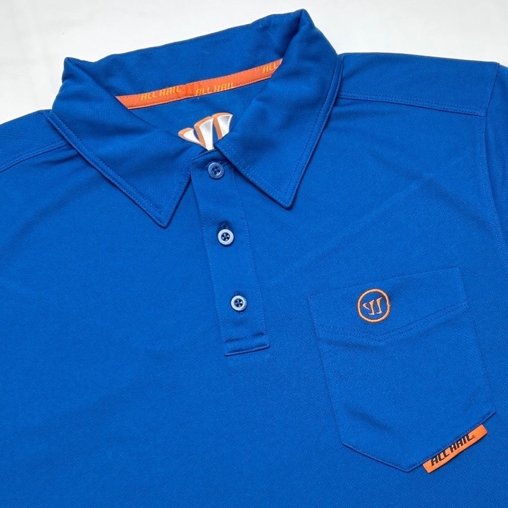 All Hail Warrior Mens Performance Short Sleeve Pocket Polo Shirt Size M Blue